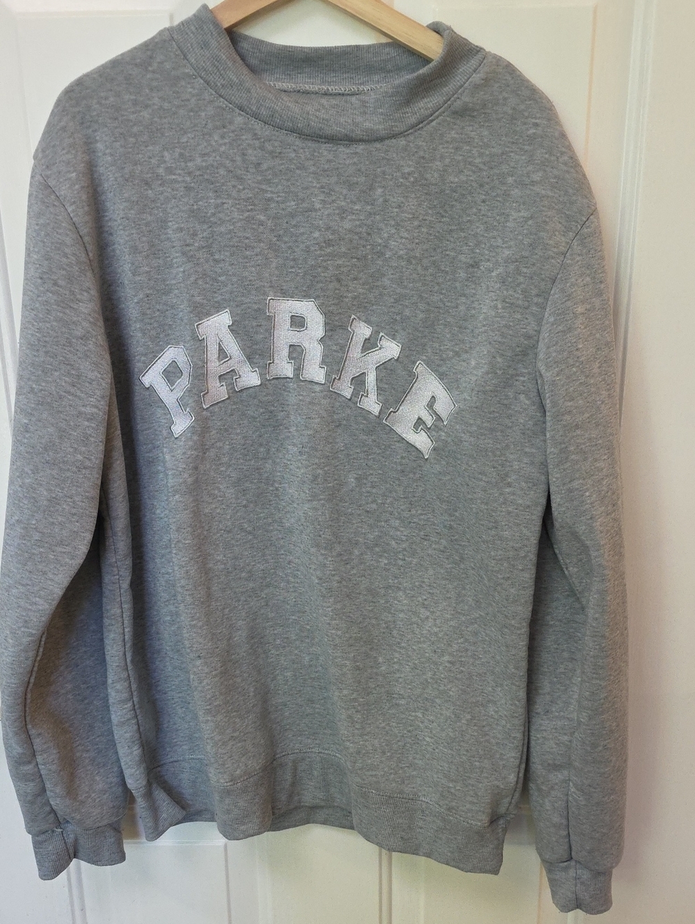 Parker Light Gray Crewneck Sweatshirt with White Appliqué